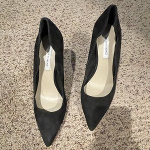 Saks Fifth Avenue Pump Heels Stilleto Pointed Toe Slip On Suede Black Size 8.5M